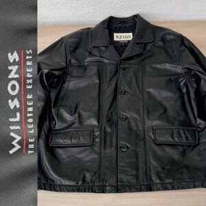 EUC Vintage 1990s M. Julian by Wilsons Leather Black Button Up Men's Car Coat XL